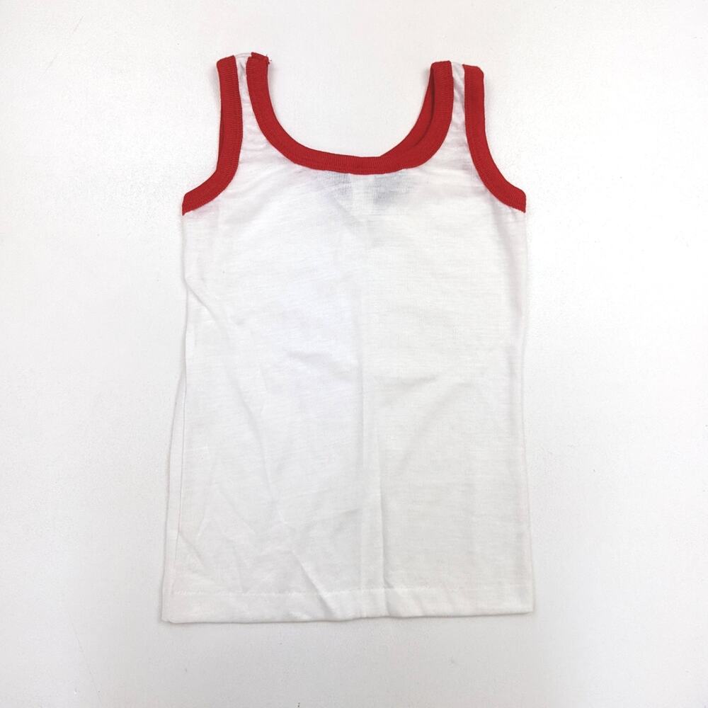 Vintage Dee Cee Rappers Tank Top Boys Sz 6 White Red Ringer 80s Basic Classic
